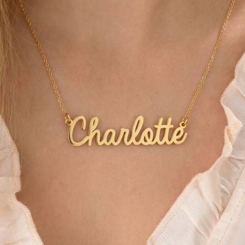 Charlotte Tiny Cursive Name Necklace in 18K Gold Plating Charlotte Tiny Cursive Name Necklace in 18K Gold Plating