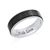 Stock image of a Vertical Black and silver stainless steel ring with an inscription