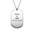A sterling silver necklace with an engraved dog tag pendant