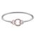 Stock image of a sterling silver bangle with rose gold and diamond detailing