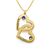 A gold plated necklace with interlocking heart pendants with birthstones