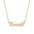 Stock image of a gold name necklace that reads "Carrie"