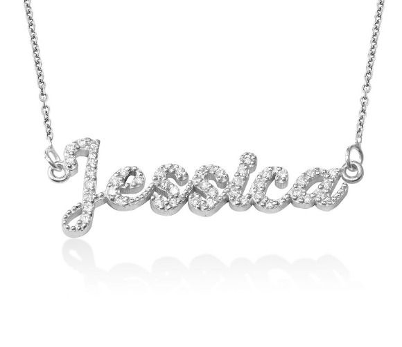 Silver diamond-encrusted name necklace from MYKA