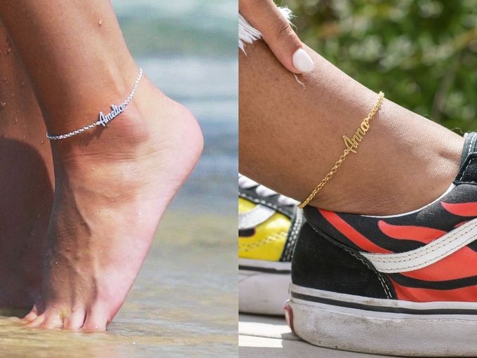 hot wife anklet a woman's foot with a chain attached to it