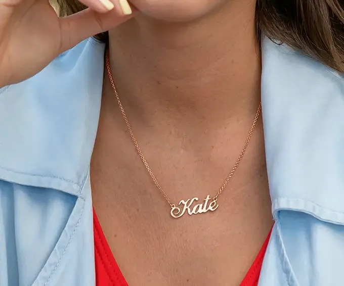 Hollywood Small Name Necklace in 18K Rose Gold Plating