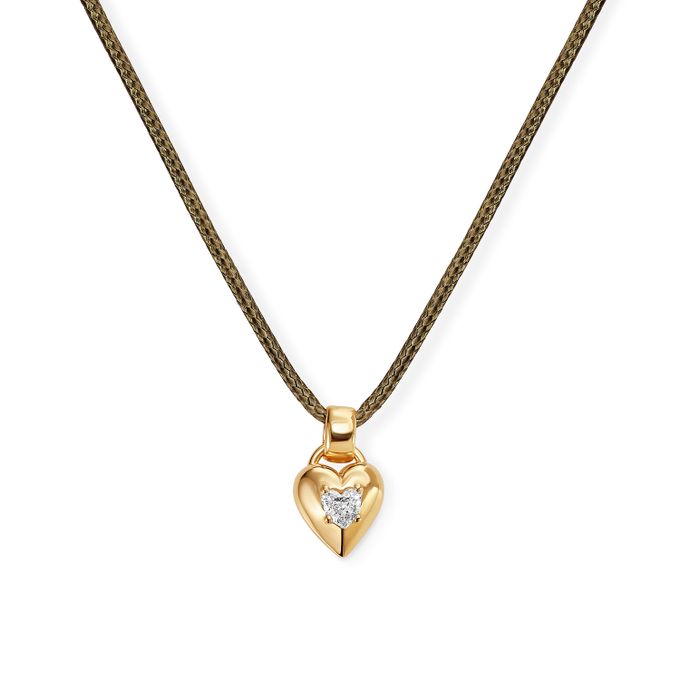 No. 1 Heart 1.0CT Diamond Necklace in Silver on an Adjustable Olive Green Cord No. 1 Heart 0.25CT Diamond Necklace in Gold on an Adjustable Olive Green Cord