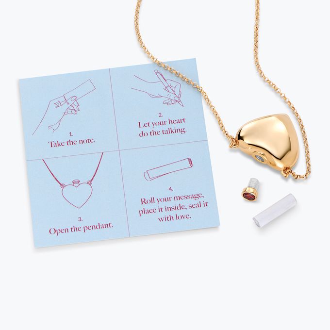 a gold necklace with instructions on how to wear it