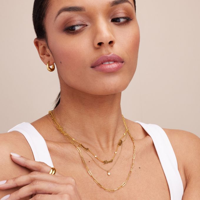 Heritage Multiple Name Necklace with Diamonds in 18K Gold Vermeil