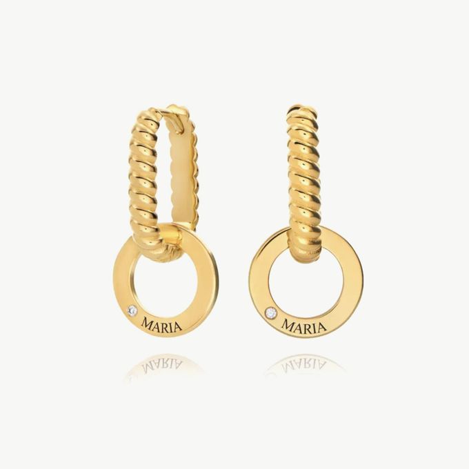 Serena Name Huggies with Diamonds in 18K Gold Vermeil