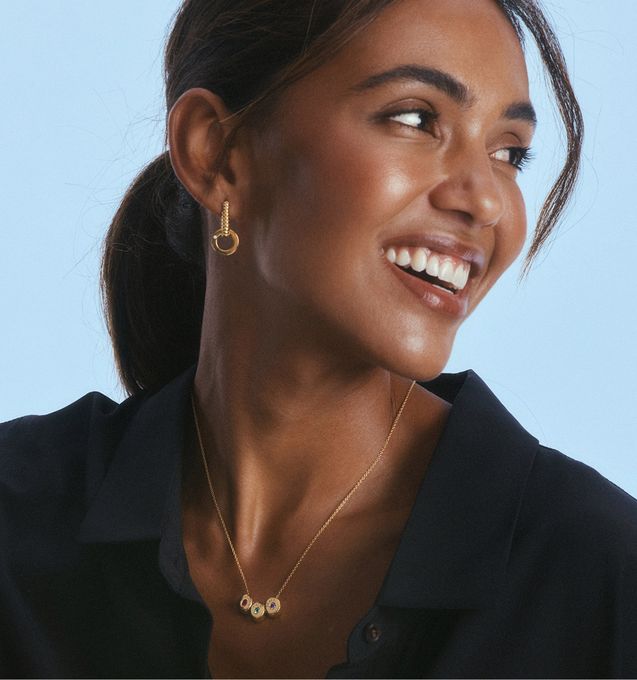 Nova Birthstone Necklace with Engraved Names in 18ct Gold Vermeil