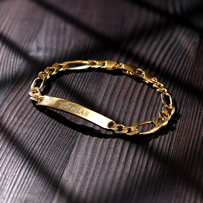 Amigo ID Bracelet for Men with Diamond in 18K Gold Plating