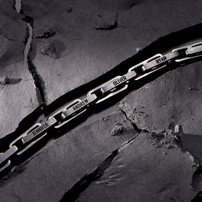 Iron Link Bracelet for Men in Black Stainless Steel