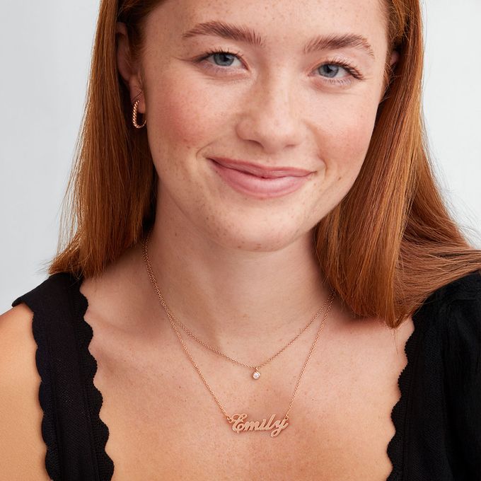 Hollywood Small Name Necklace in 18K Rose Gold Vermeil