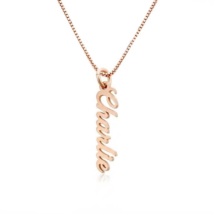Charlie Vertical Name Necklace in 18K Rose Gold Plating