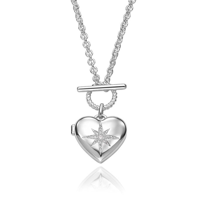 Stella Puffy Heart Photo Locket Necklace in Silver Stella Puffy Heart Photo Locket Necklace in Silver