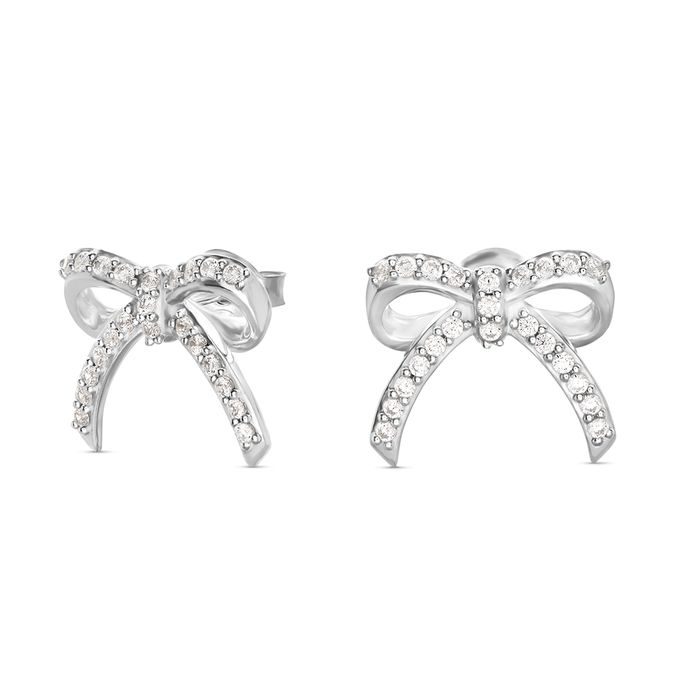 Shine Bright Bow Earrings in Sterling Silver Shine Bright Bow Earrings in Sterling Silver