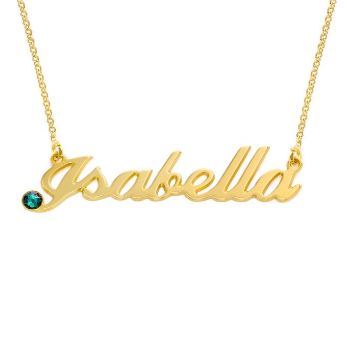 Gold Vermeil Birthstone Crystal Name Necklace