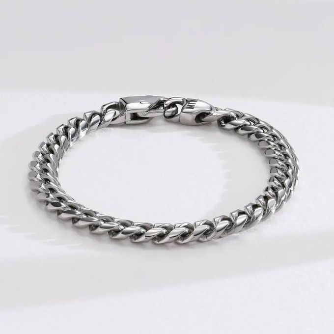 Initial Cuban Chain Bracelet for Men in Stainless Steel