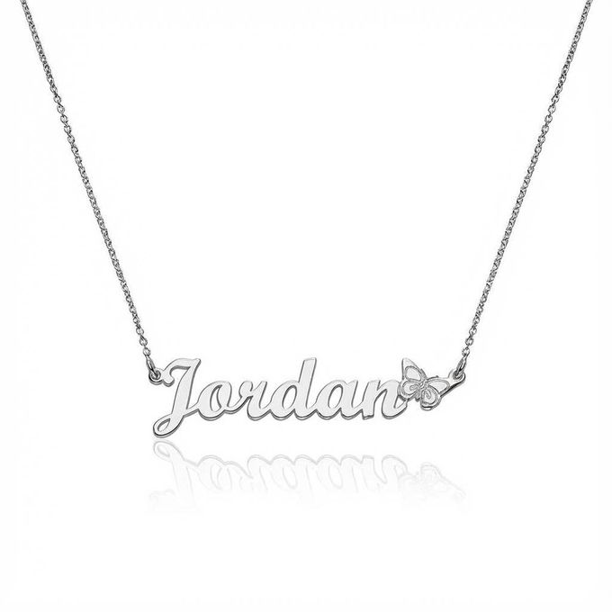 Jordan Teens Butterfly Name Necklace in Sterling Silver Jordan Teens Butterfly Name Necklace in Sterling Silver