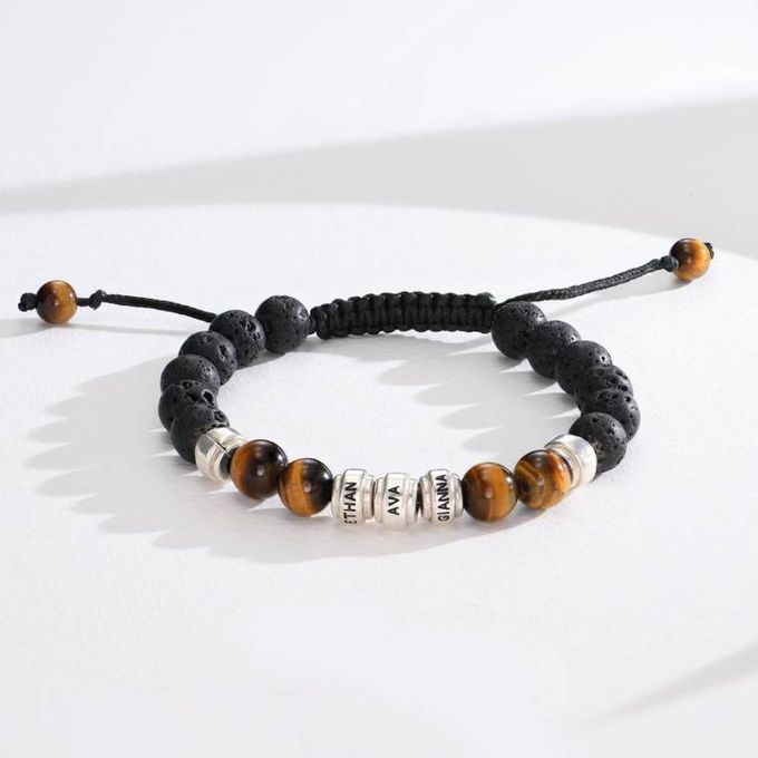 Lava Stones & Tiger Eye Stones - Men's Beaded Bracelet Lava Stones & Tiger Eye Stones - Men's Beaded Bracelet