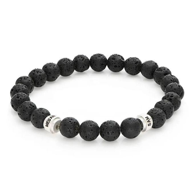 Leo Personalized Lava Bracelet for Men in Sterling Silver