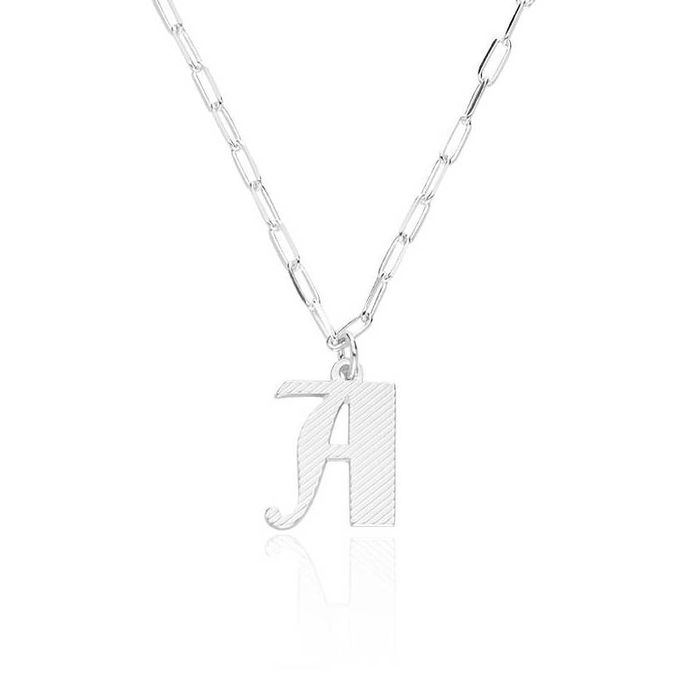 Letter A Gothic Initial Necklace in Sterling Silver