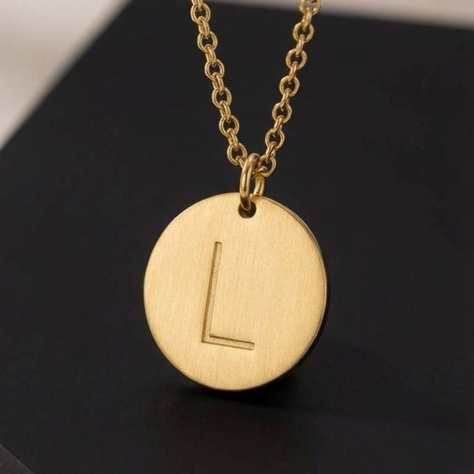Letter L Initial Disc Necklace in 18K Gold Vermeil