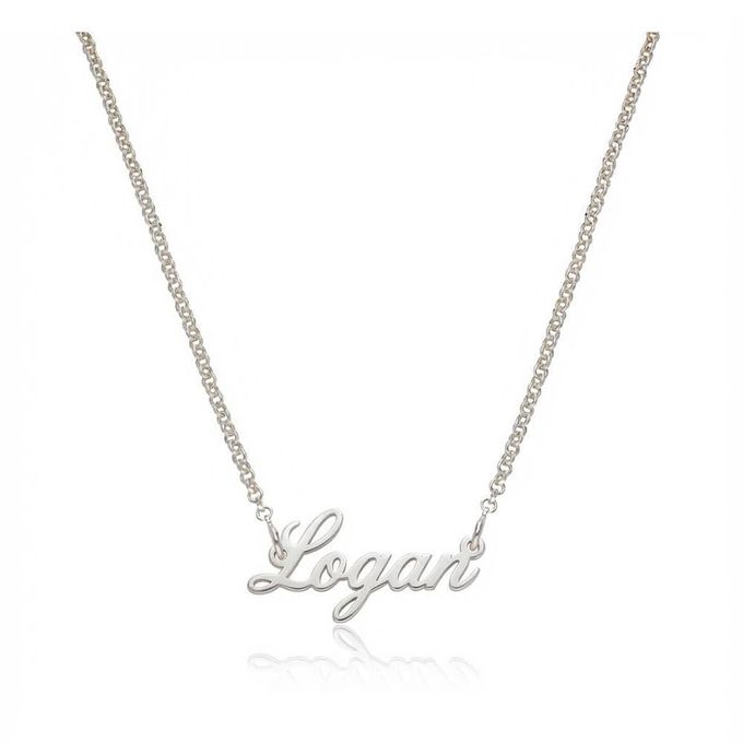 Logan Tiny Name Necklace in Sterling Silver Logan Tiny Name Necklace in Sterling Silver