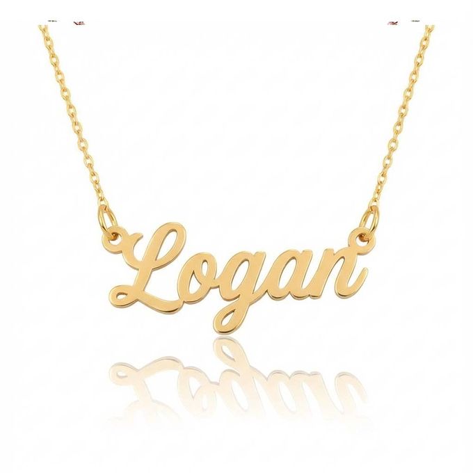Logan Twirl Script Name Necklace in 18K Gold Plating Logan Twirl Script Name Necklace in 18K Gold Plating