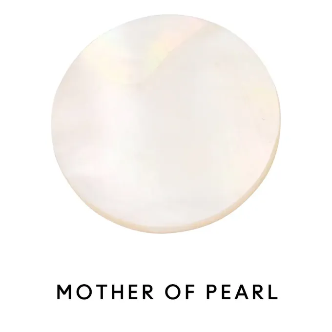 a white circle with the words mother of pearl on it
