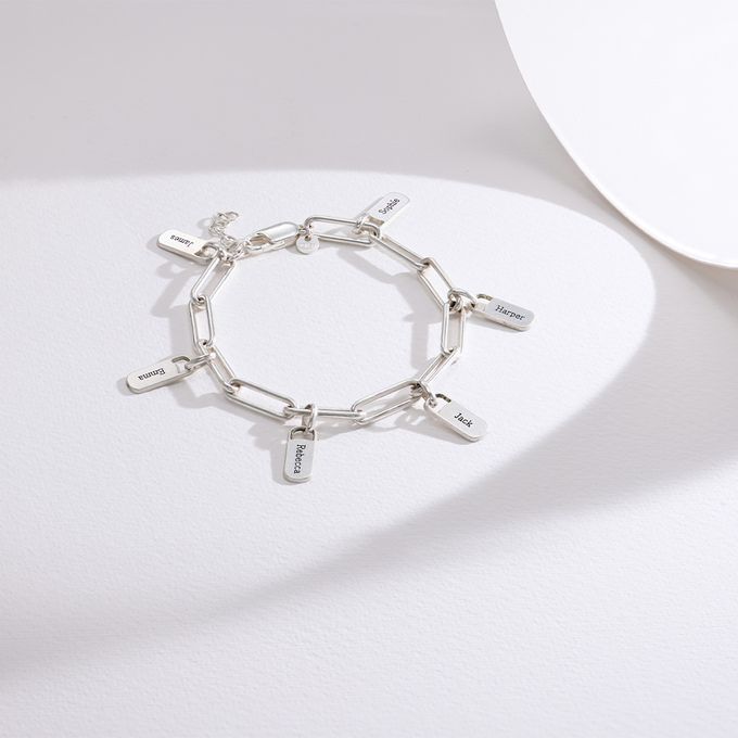 Rory Chain Link Bracelet with Custom Charms in Sterling Silver