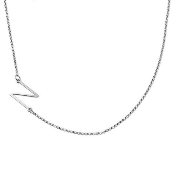 Sideways N Initial Necklace in Sterling Silver