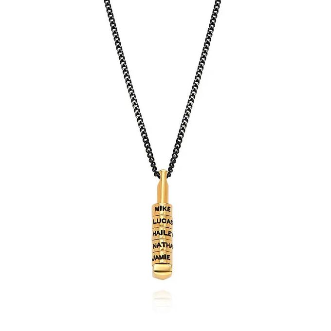 Stackable 3D Bar Necklace for Men in Gold Plating