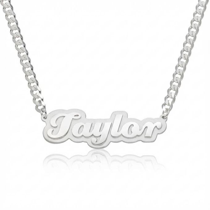 Taylor Double Plated Name Necklace in Sterling Silver