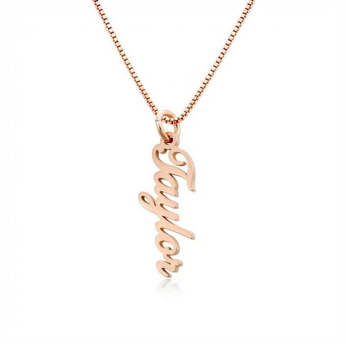 Taylor Vertical Name Necklace in 18K Rose Gold Plating