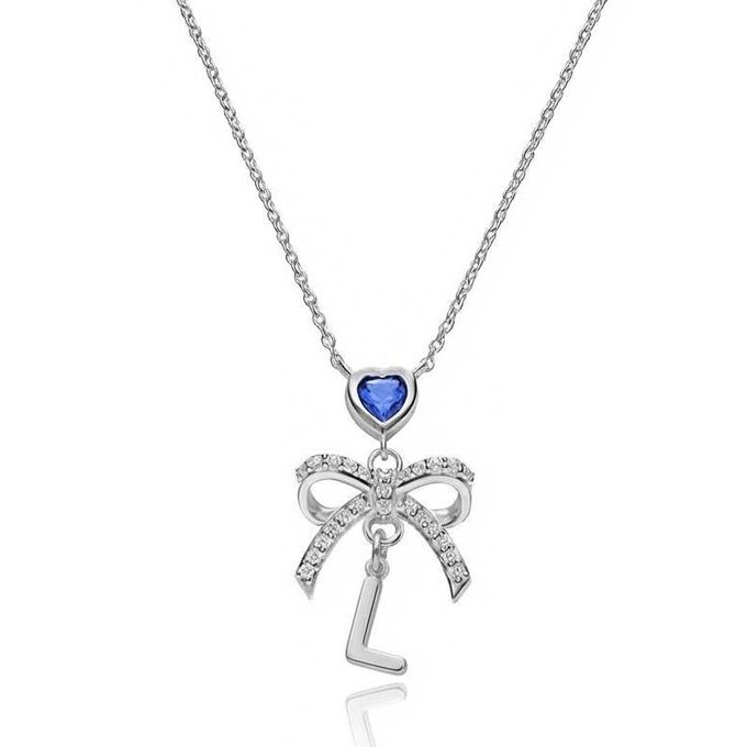 L Initial necklace with a bow and a heart