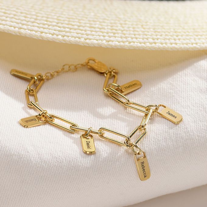 Rory Chain Link Bracelet with Custom Charms in 18K Gold Vermeil