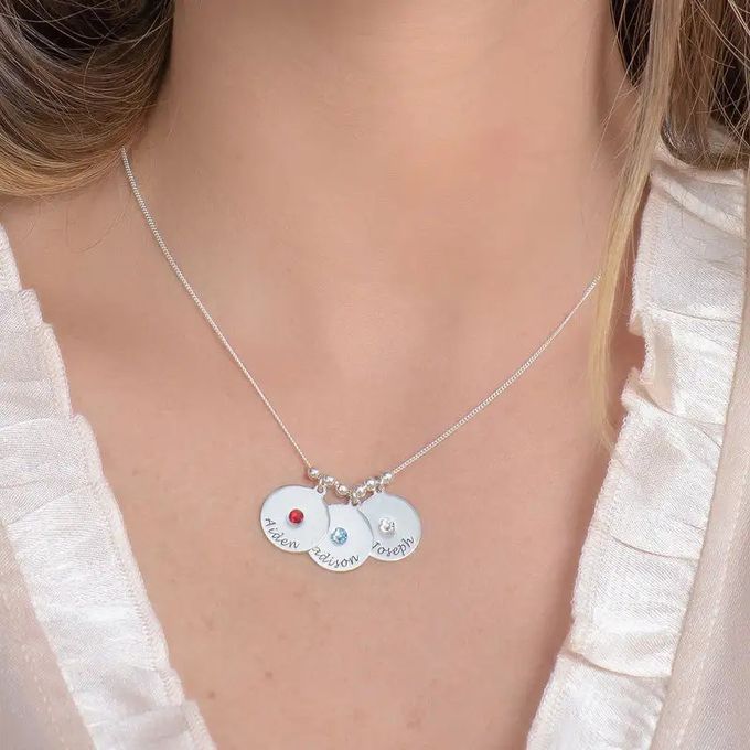 Mother's Disc and Birthstone Necklace in Sterling Silver – MYKA