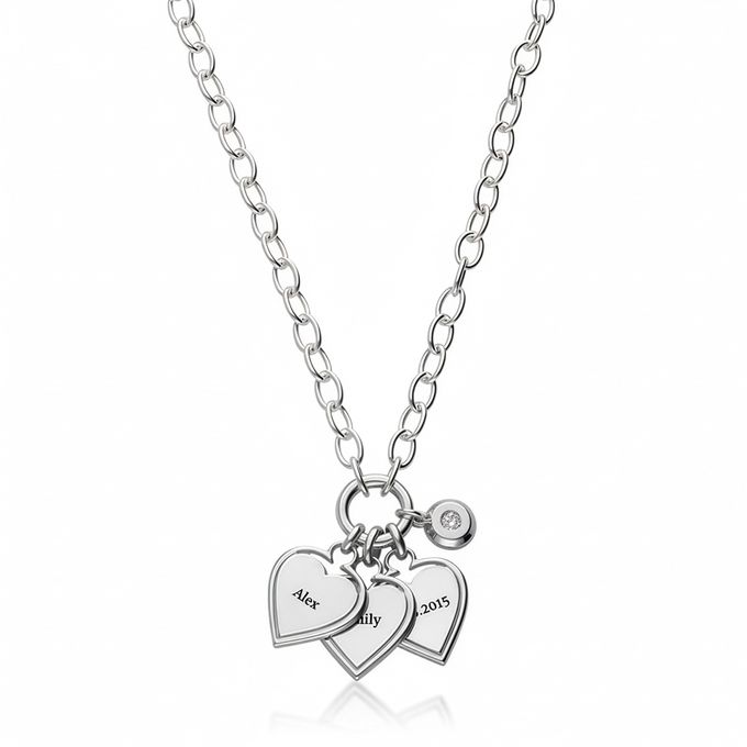 Heart-to-Heart Engravable Necklace in Silver Heart-to-Heart Engravable Necklace in Silver