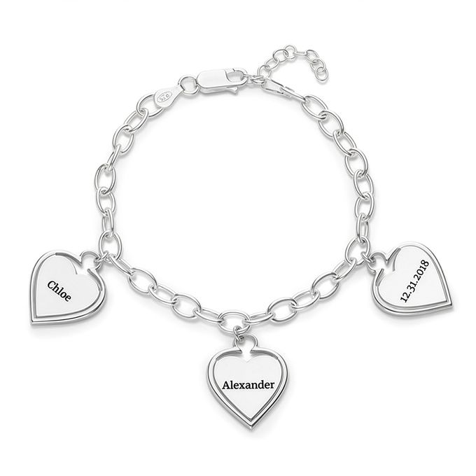 Heart-to-Heart Engravable Bracelet in Silver Heart-to-Heart Engravable Bracelet in Silver