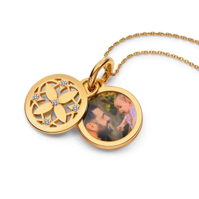 Floret Photo Pendant Necklace in Gold Plating