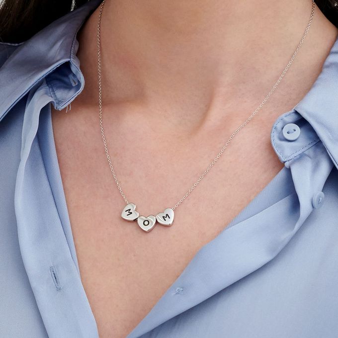 Initial Hearts Stackable Necklace in Sterling Silver