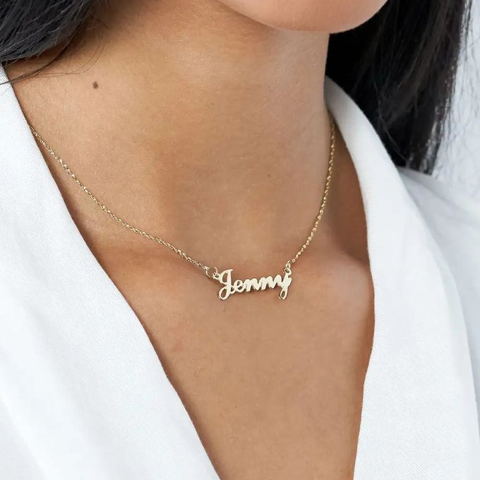 Hollywood Small Name Necklace in 14k Gold – MYKA