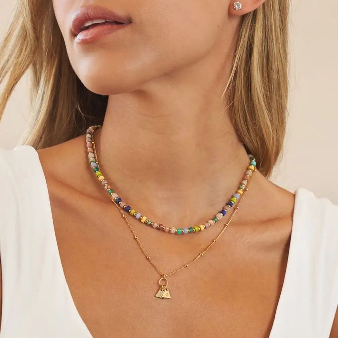 Resort Layered Beads Necklace With Initials in Gold Plating – MYKA
