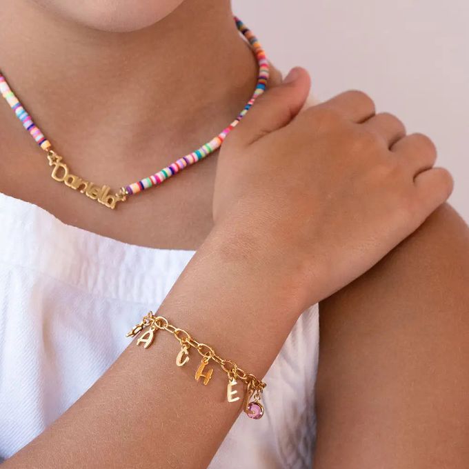 Letter Charm Bracelet for Girls in Gold Plating – MYKA