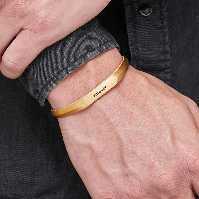 Men's Narrow Cuff Bracelet in 18K Gold Plating