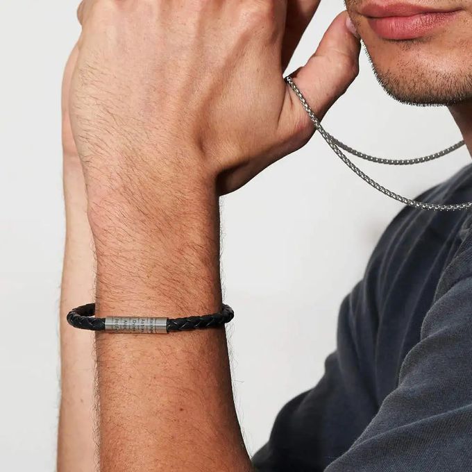 Nevada ﻿Black Braided Leather ﻿Bracelet for Men by MYKA
