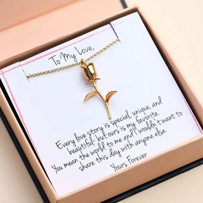 Rose Necklace in Gold Vermeil with Prewritten Gift Note – MYKA
