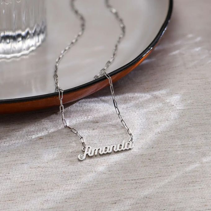 Paperclip Script Name Necklace with Diamond in Sterling Silver – MYKA