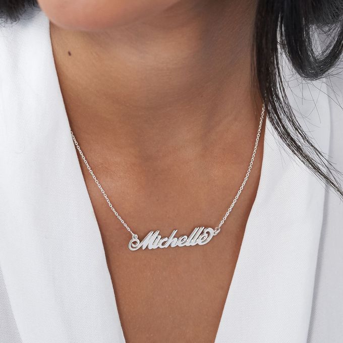 Small Carrie Name Necklace in Premium Silver